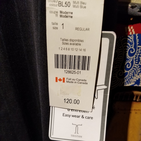 TRISTAN Navy Blue Pinstripe Trousers (Size 1) - Picture 13 of 14